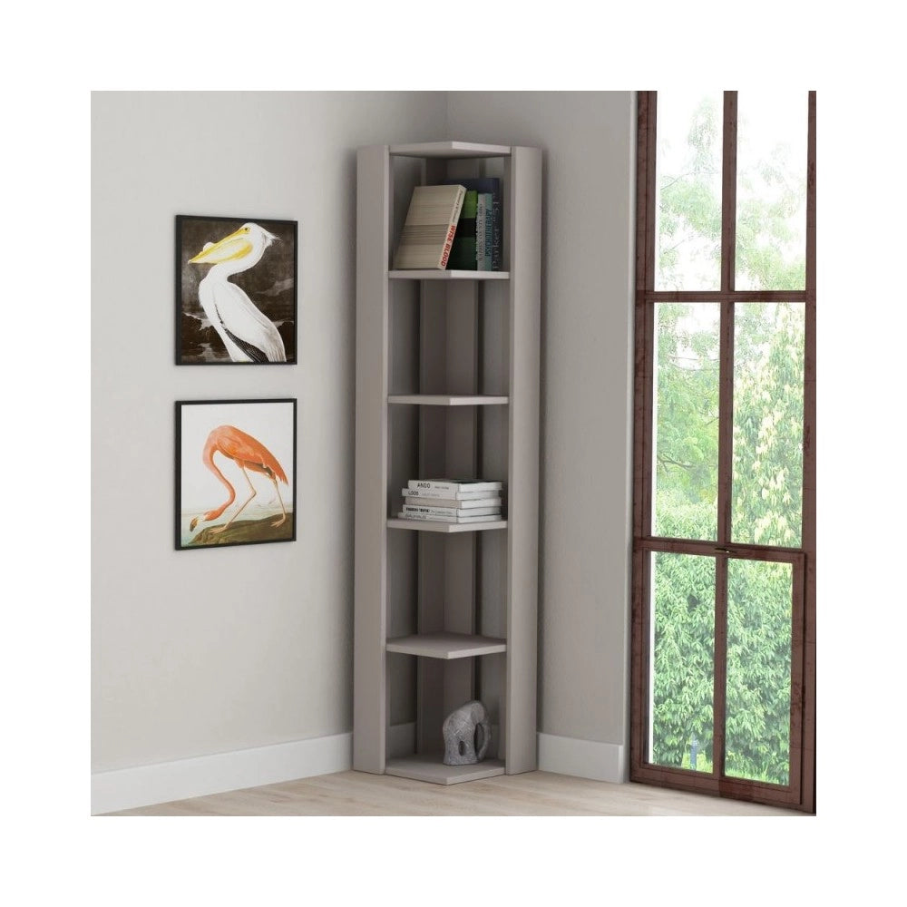 Libreria angolare Nati 5 ripiani 34x34x161 colore tortora