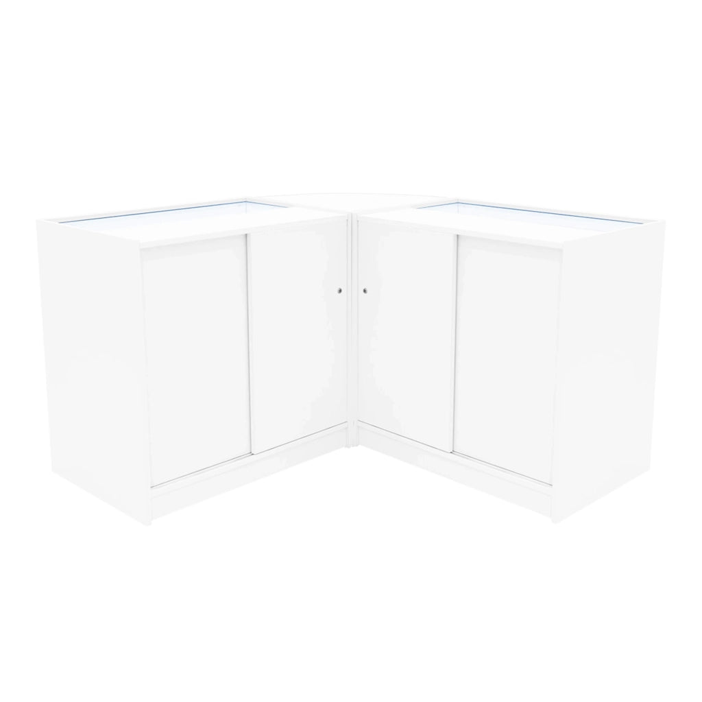 Set Bancone Bianco Theseus LED B900 LM60 con Serratura e Vetrina Espositiva