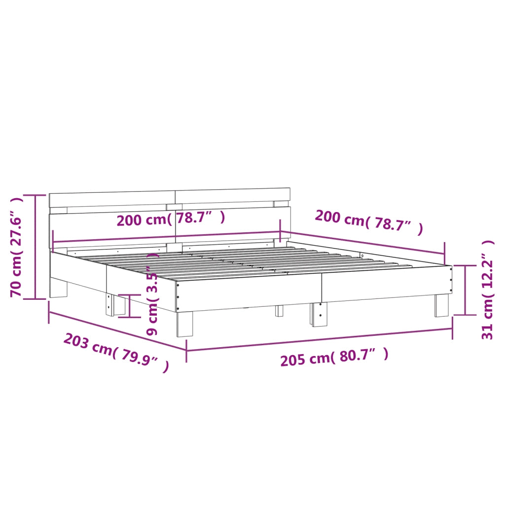Giroletto Testiera Grigio Cemento 200x200 cm Legno Multistrato 3207395