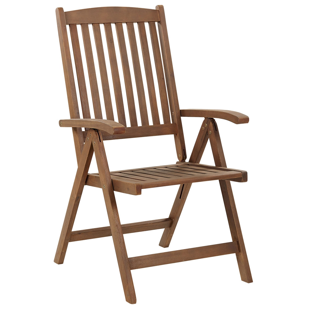 Sedia da giardino in legno di acacia scuro regolabile pieghevole per esterni in stile rustico