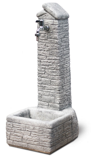 Fontana da Giardino Senza Rubinetto in Cemento Granulato di Marmo Zambla Grigio