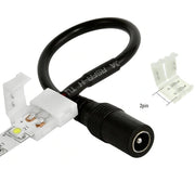 Trade Shop - Connettore A Clip 8mm 2 Pin Per Strip Led 12v Con Cavetto Jack Femmina Da 2,5mm -