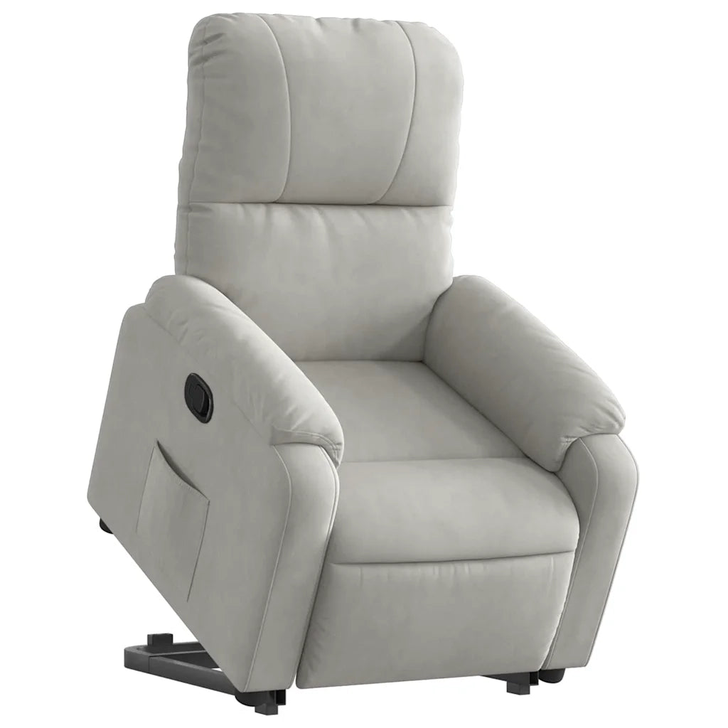 Divano Sedia-Poltrona Alzapersona Reclinabile Grigio Chiaro Microfibra
