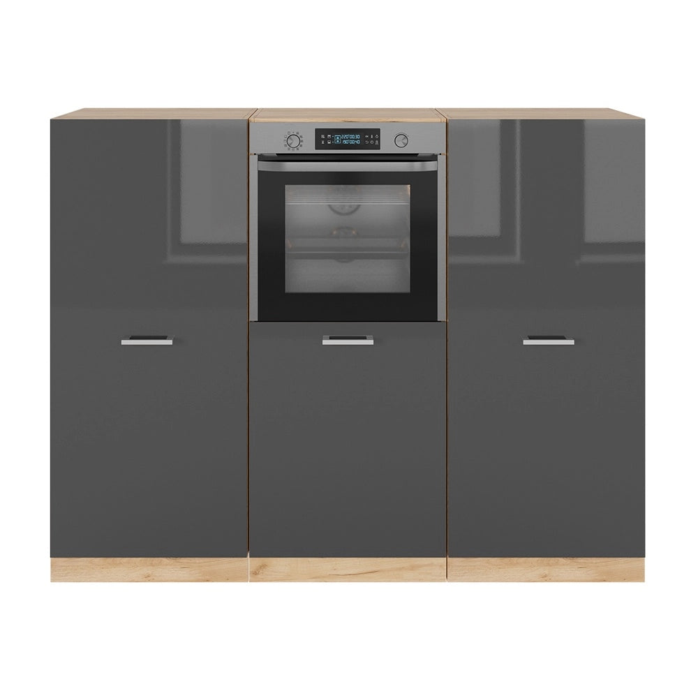 Cucine componibili piccole R-Line Antracite lucido/Rovere dorato 180 cm senza piano di lavoro Vicco