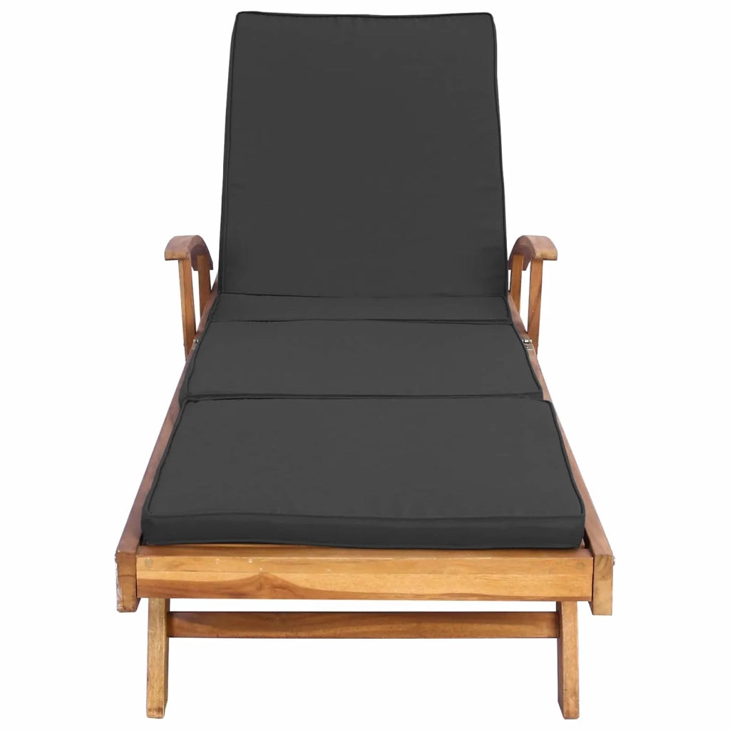 Lettino da Lettino sole | Sdraio da giardino | Lettino da sole Marrone e grigio scuro Legno di teak solido