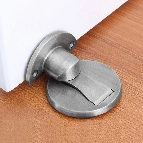 Blocco porta in satinato nichelato a mano - Blocco porta magnetico per pavimento in metallo - Supporto porta invisibile in acciaio inossidabile argento - Blocco porta pesante Blocco porta