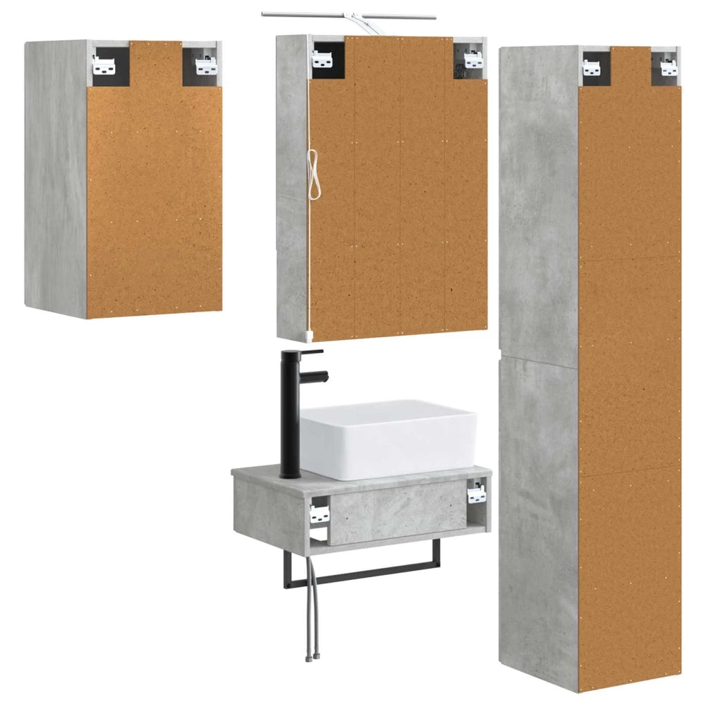 Set di mobili per il bagno 5 pcs Grigio Cemento 3407274