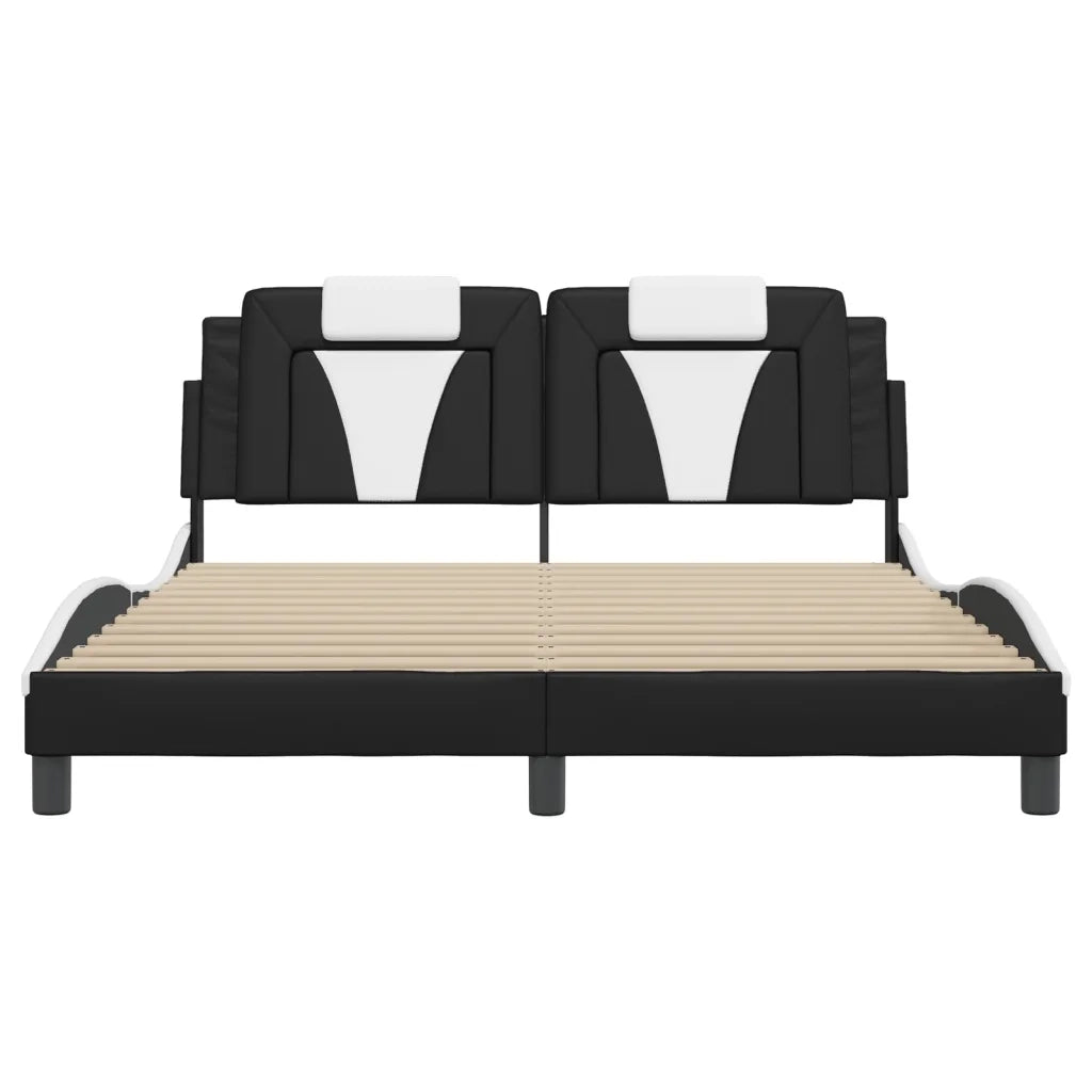 Giroletto Viana con LED senza Materasso-Struttura Letto Nero e Bianco 160x200 cm
