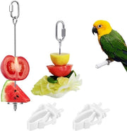 Set di alimentazione per pappagalli e clip per cibo per uccelli, giocattolo ricreativo per pappagalli - 4 pezzi Grasparkietenhouder con clip per asta di frutta