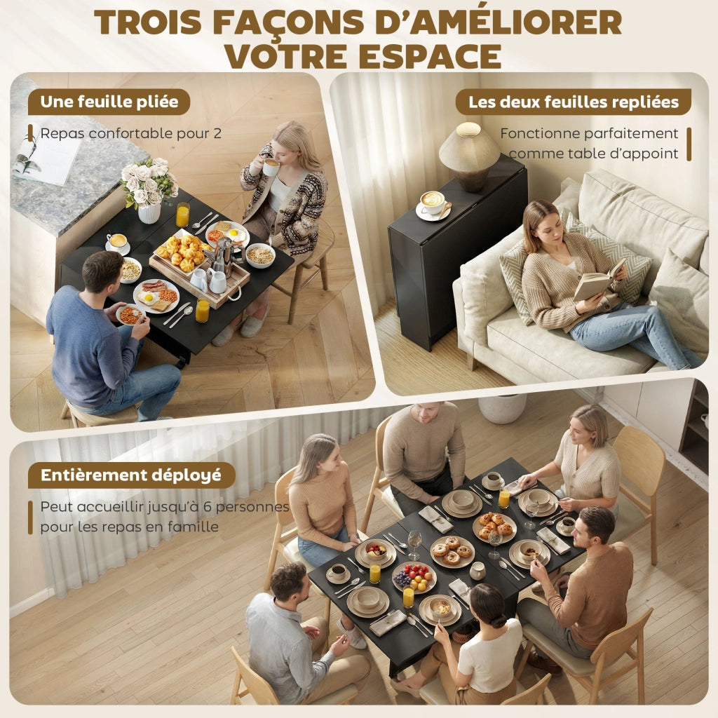 Tavolo pieghevole da pranzo ¨C zephmum ¨C nero 75x140x74 cm