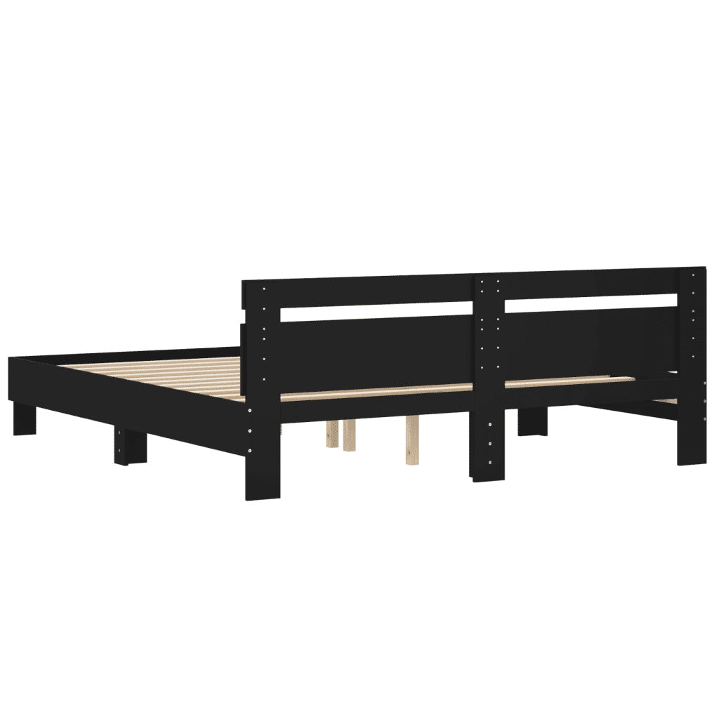 Giroletto con Testiera Nero 160x200 cm in Legno Multistrato 3207407