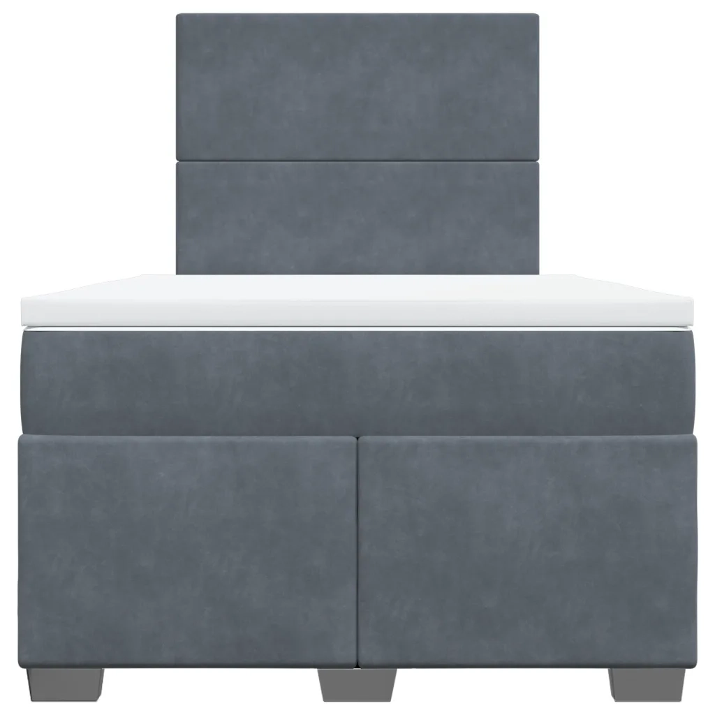 Giroletto a Molle con Materasso Grigio Scuro 120x190 cm Velluto