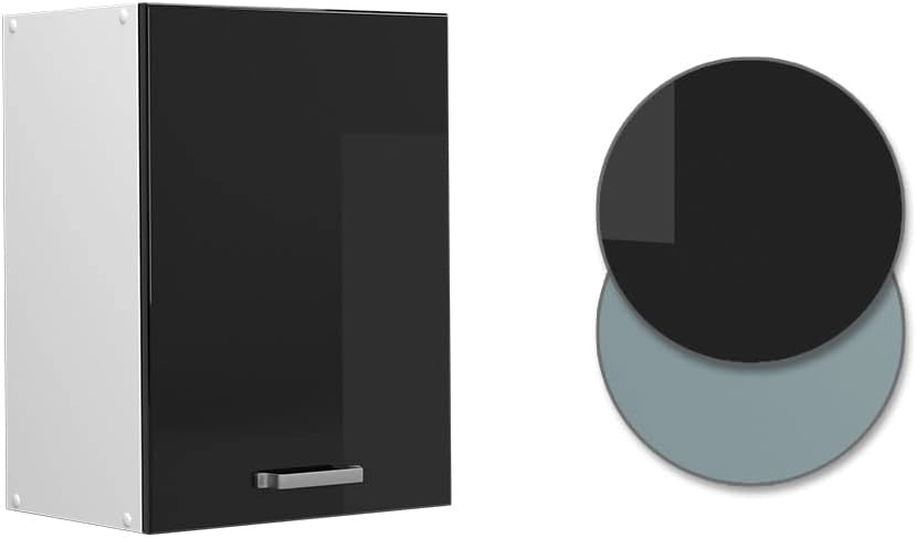 Pensile da cucina R-Line, Nero lucido, 45 cm, per la libera combinazione all'interno di sistemi cucina modulari