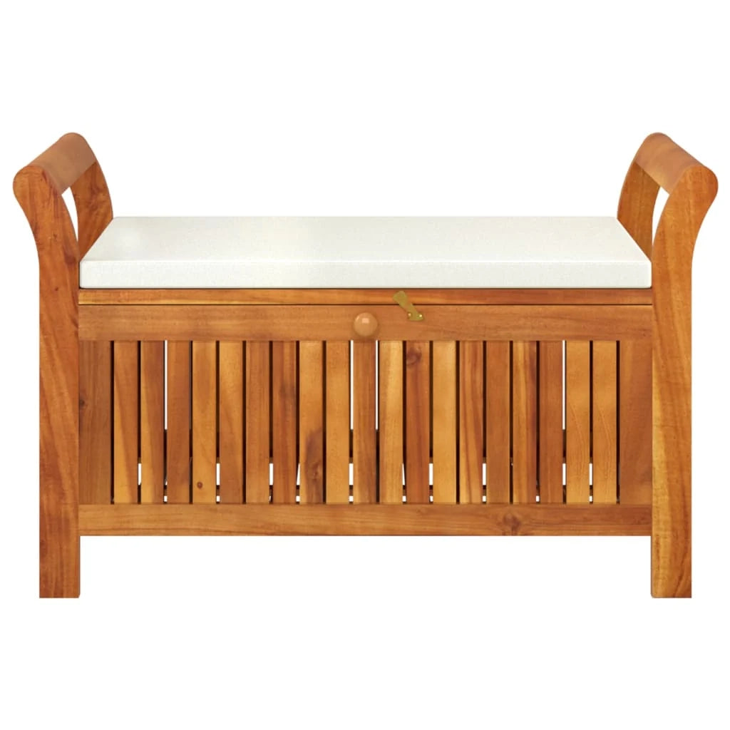 Panca da giardino mobili da esterno per patio contenitore da giardino con cuscino 91 cm legno di acacia 02_0011810