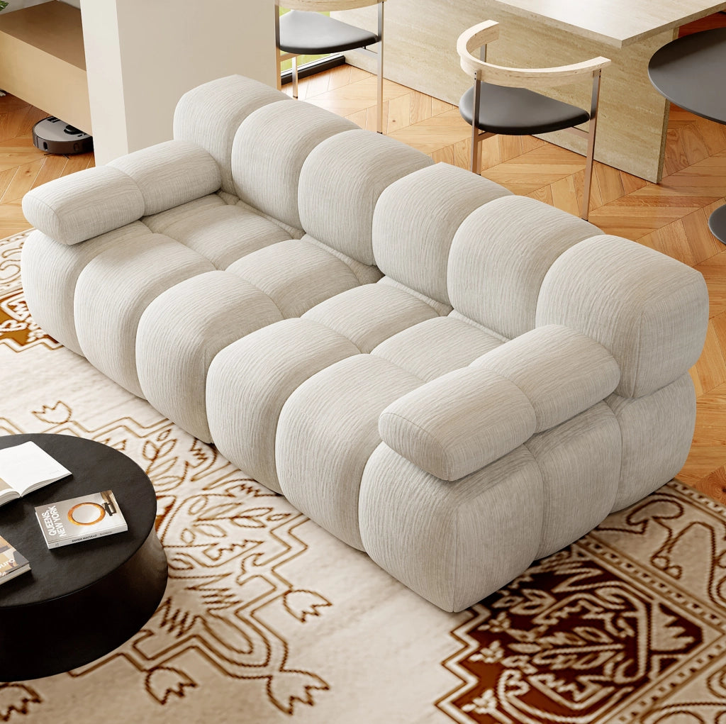 DIVANO Angolare 200x100x68 cm Tessuto Bianco Senza Montaggio