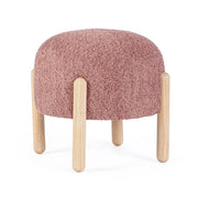 Sgabello imbottito in tessuto bouclé con gambe in legno - SIENNA