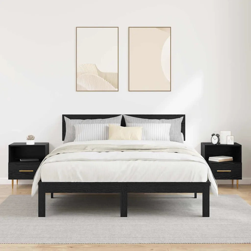 Comodino 2 pcs Nero 40 x 35 x 47,5 cm Legno multistrato 882080