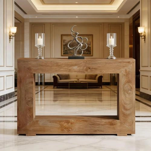 Consolle da ingresso in legno con spazio contenitore e stile rustico marrone 120 × 30 × 83.5 cm