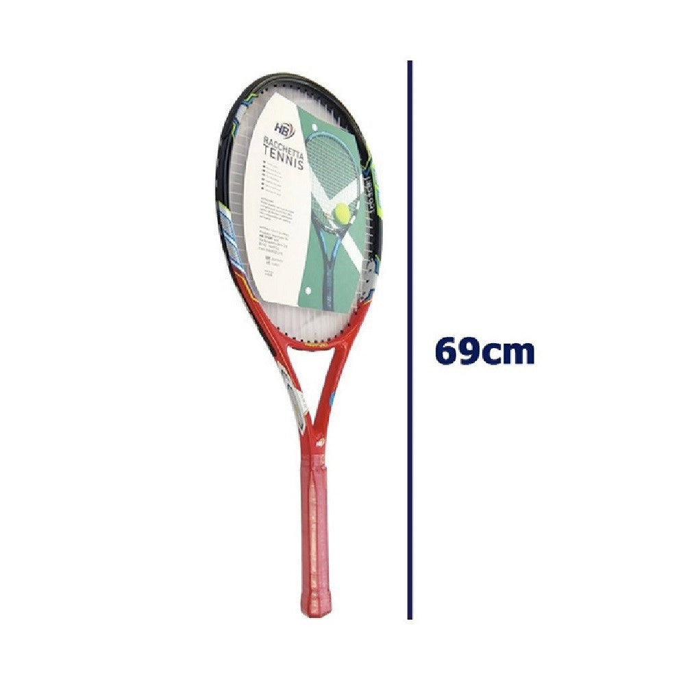 Trade Shop - Racchetta Da Tennis 69 Cm Rossa Resistente Allenamento Con Borsa Trasporto 06037 -