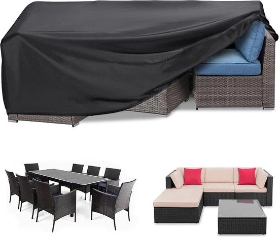 Ombrellone per giardino - impermeabile - adatto per tavolo da giardino e sedie - 1 pezzo - nero - 420D Oxford - 200 x 160 x 71 cm
