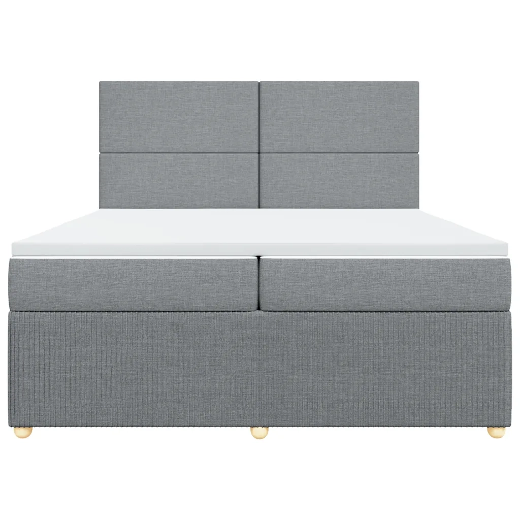 Giroletto a Molle con Materasso Grigio Chiaro 200x200cm Tessuto