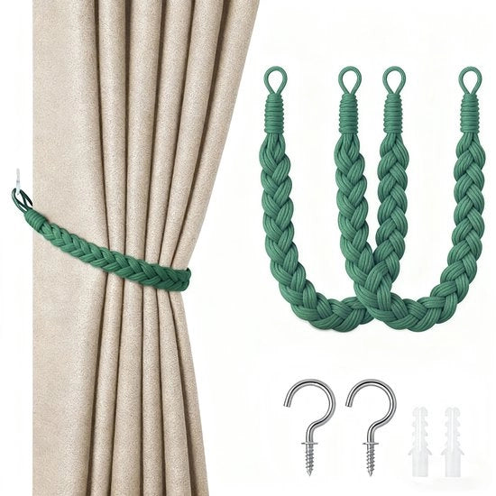 Doppio pacchetto di nastri per tende - corda per tenda da 60cm - nastri per tenda a mano - nastri per tenda a spirale - con ganci - adatto per casa, ufficio, salotto, camera da letto