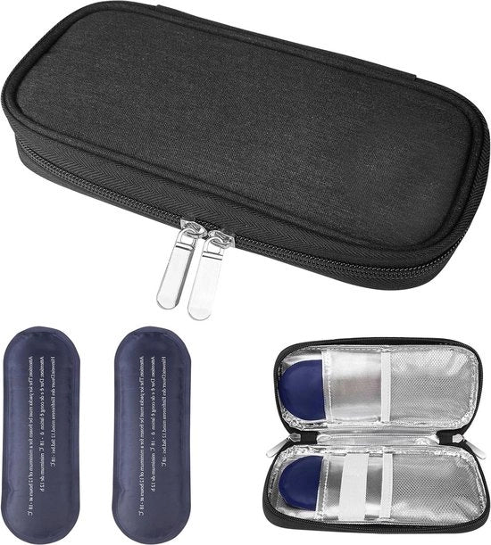 Borsa raffreddante per penne insuliniche per diabetici - Borsa di farmaci con 2 batterie raffreddanti - Amichevole per viaggi aerei - Scatola raffreddante per siringhe
