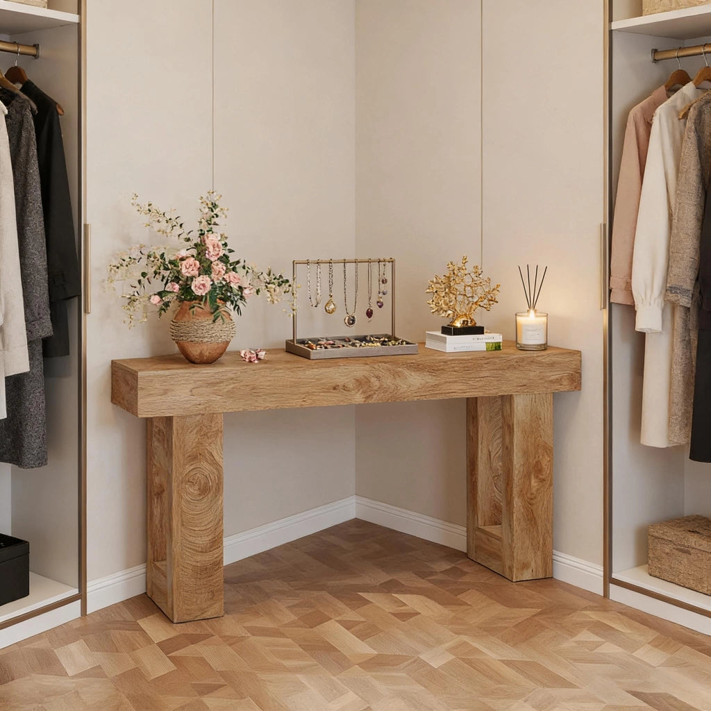 Consolle - con 1 piano d'appoggio - per ingresso e soggiorno - in legno - 160×41.5×75 cm - marrone