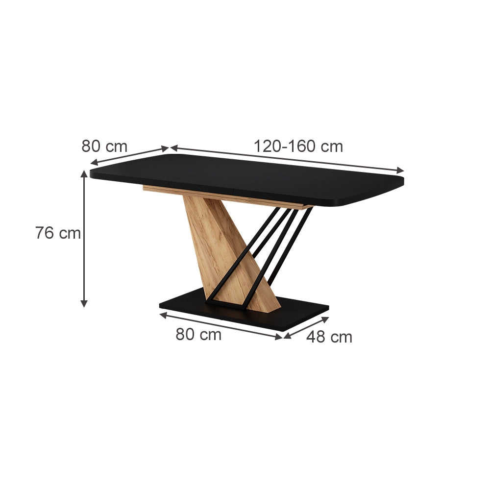Vicco tavolo da pranzo allungabile Rovere nero/oro 120 x 80 cm estensibile