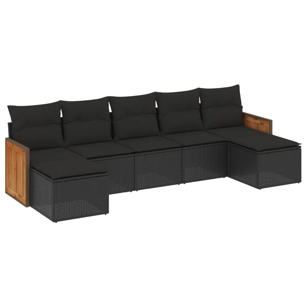 Set Divani da Giardino con Cuscini 7pz Nero Polyrattancod mxl 89866