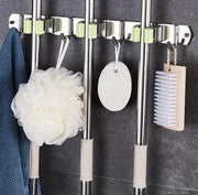 Organizzatore di spazzola con adesivo con 3 supporti e 4 ganci - per uso in casa cucina bagno giardino garage Spedito in verde