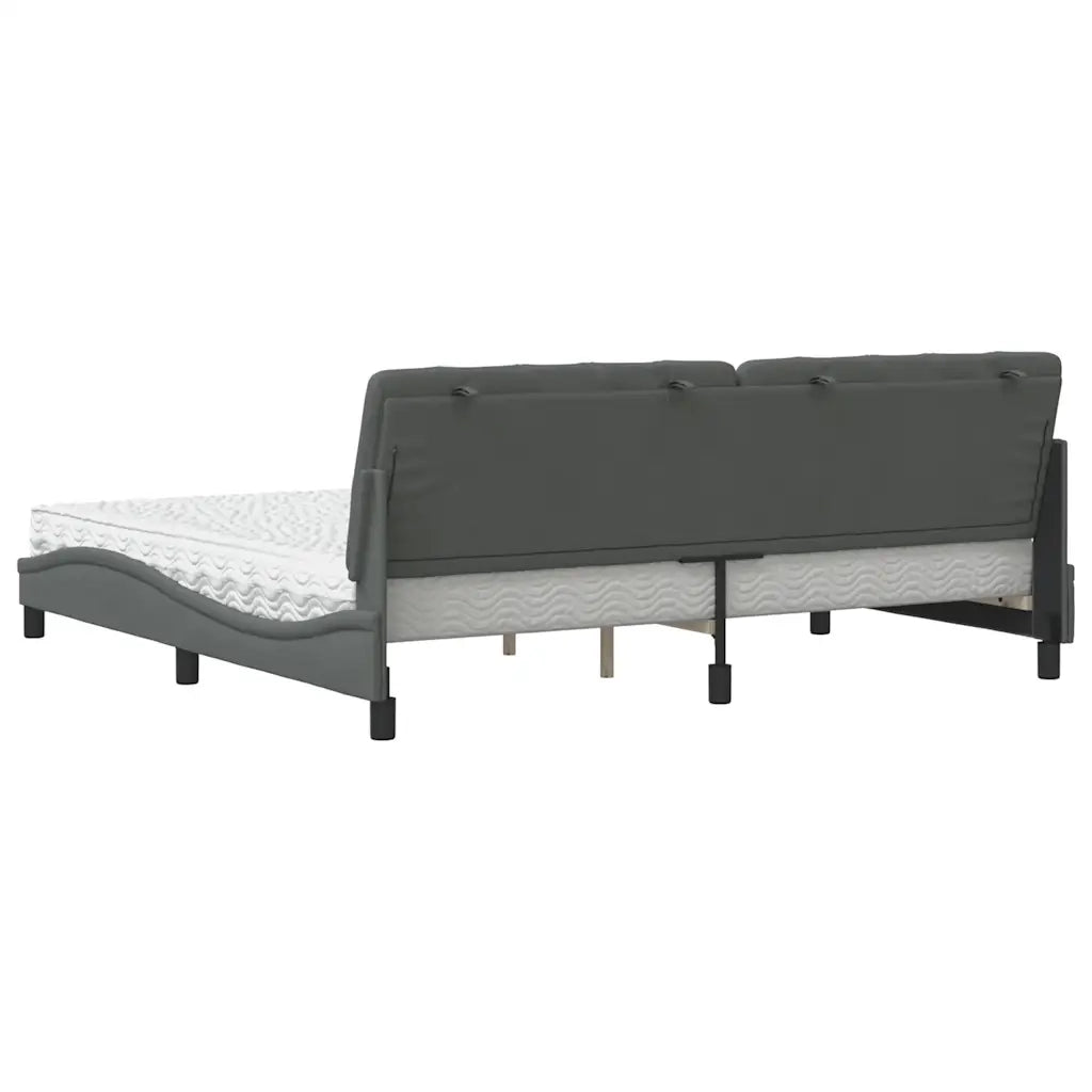 Letto con Materasso Grigio Scuro 200x200 cm in Tessuto 3310763
