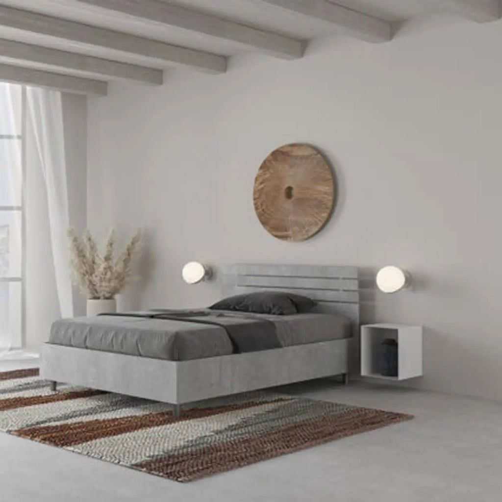 Letto una piazza e mezza contenitore 120x190 testata dritta con doghe cemento Ankel