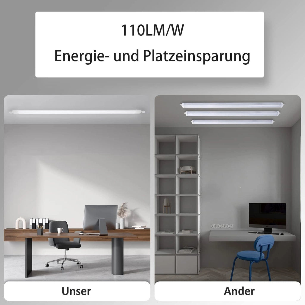 ZMH Lampada da soffitto impermeabile tubo fluorescente 120 cm