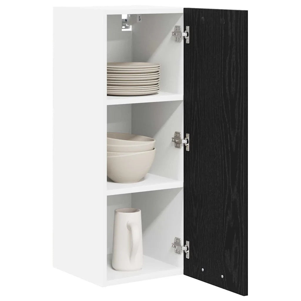 Armadio pensile con porta Rovere Nero e Bianco 30 x 31 x 80 cm 884244