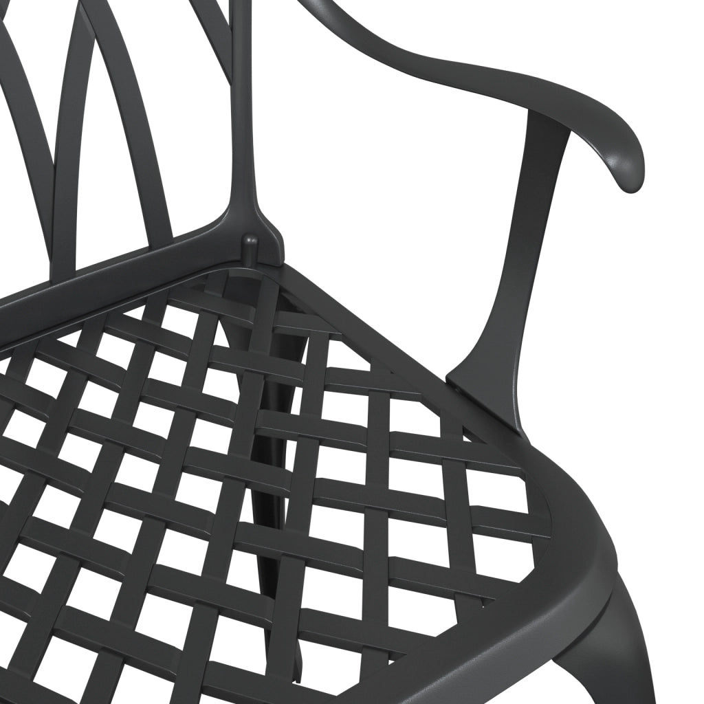 Sedia da giardino  2 pz Nero in alluminio pressofuso