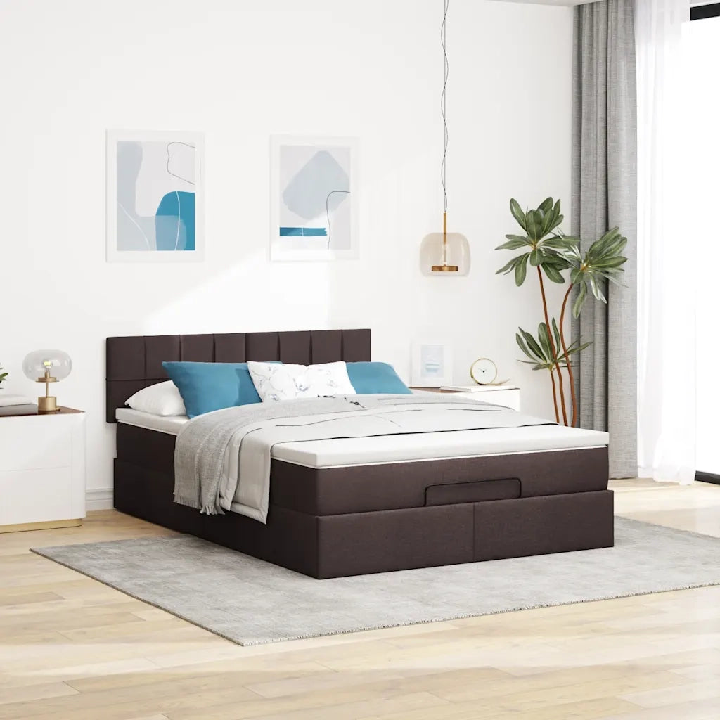 Struttura Letto Pouf con Materasso 140x200 cm in Tessuto 3312315