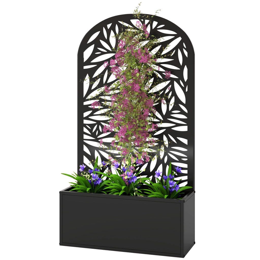 Fioriera da muro con griglia in metallo ¨C zephmum ¨C 61x23x113 cm nera