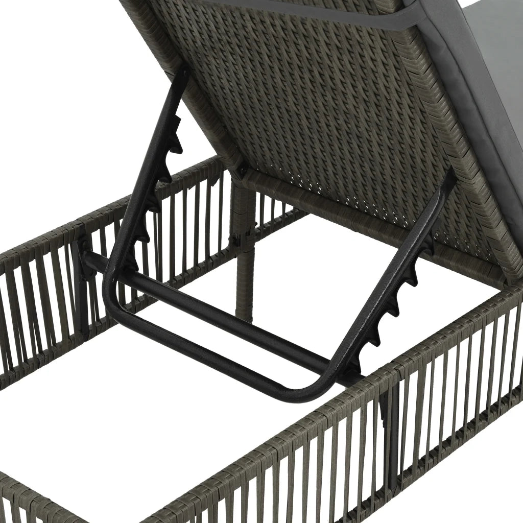 Lettino Prendisole con Cuscino in Polyrattan Grigio 44455