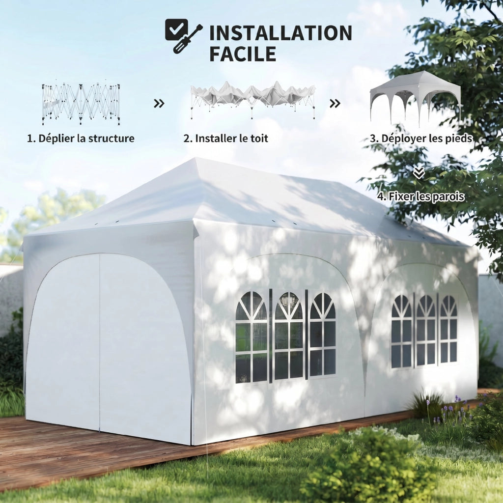Gazebo pieghevole impermeabile ¨C zephmum ¨C 3x6m bianco