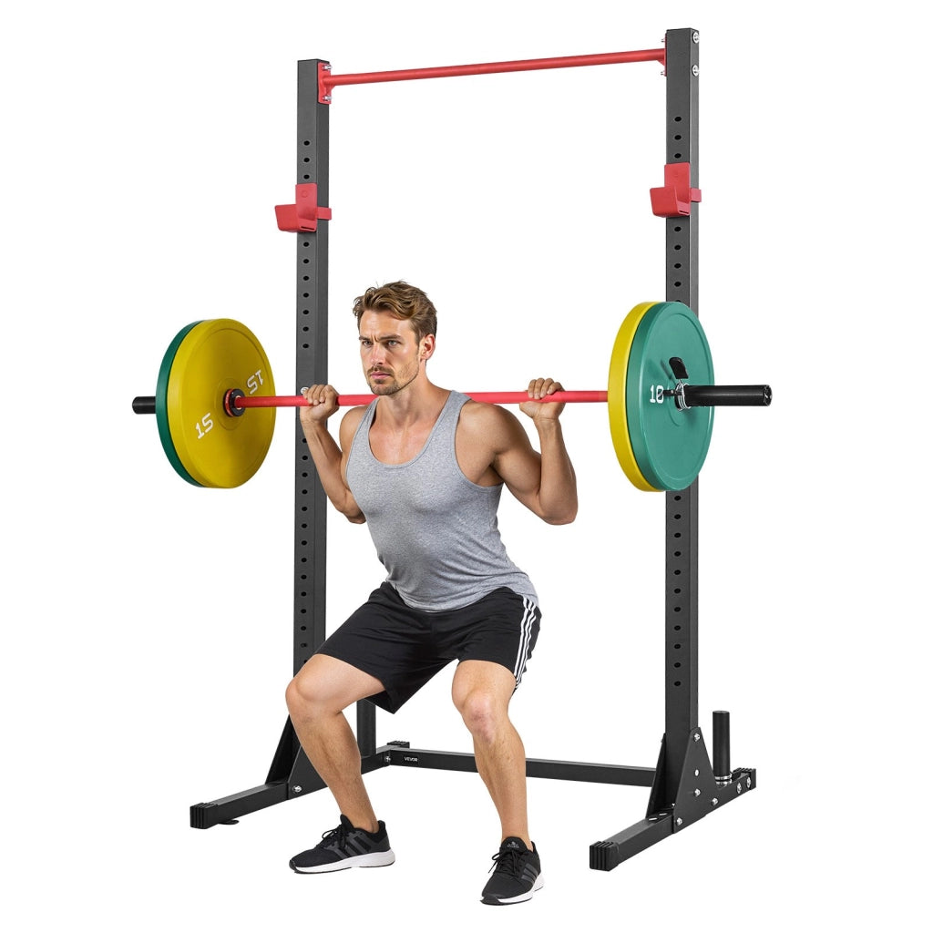 Power Cage Squat Rack SJ7000F Multifunzionale con Ganci a J Regolabili a 28 Livelli, Gabbia per Palestra Domestica e Sollevamento Pesi 362 kg