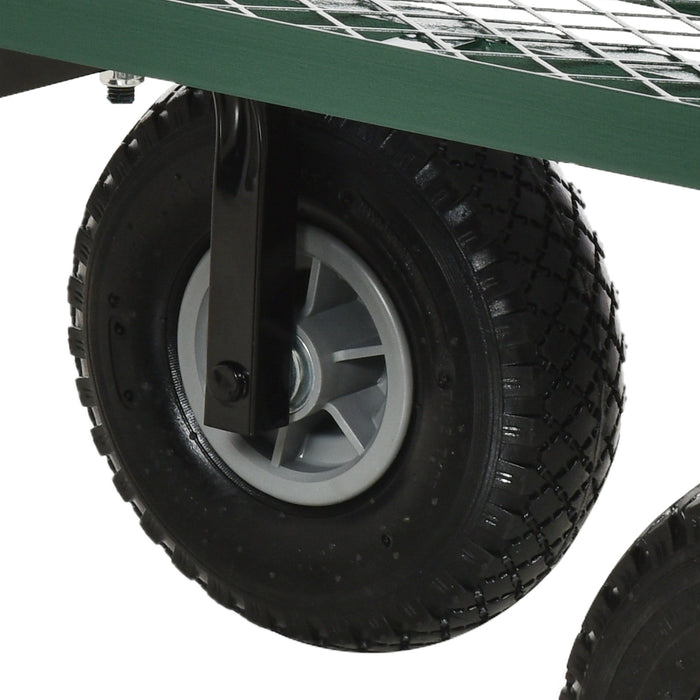 Carrello da Giardino 94x48.5x100 cm Capacità 150 kg in Acciaio Nero e Verde
