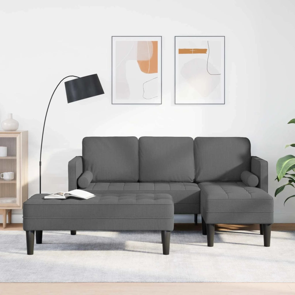 Set di divani con cuscino 2 pcs Grigio scuro Poliestere 3329253