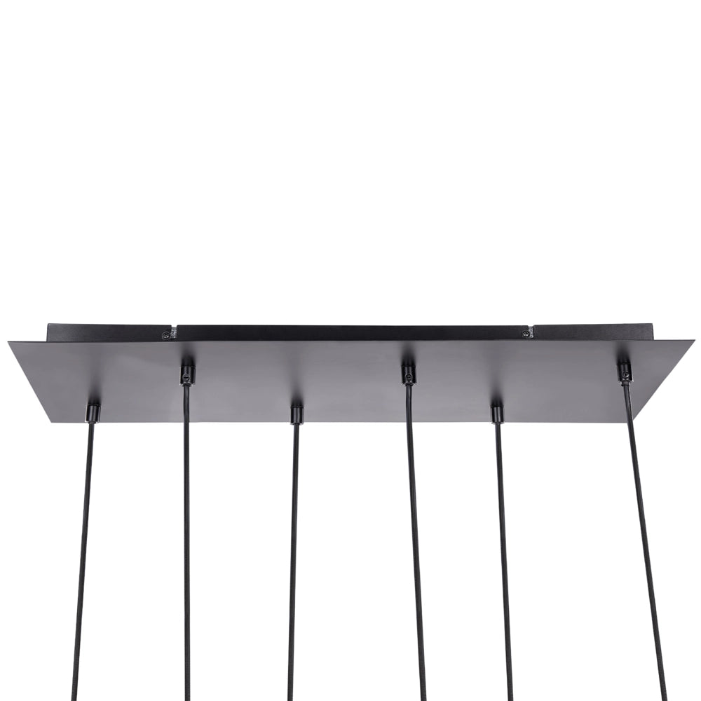Lampada a sospensione Base in ferro grigio e nero Paralume in vetro fumé 6 punti luce Accessori per la casa Illuminazione