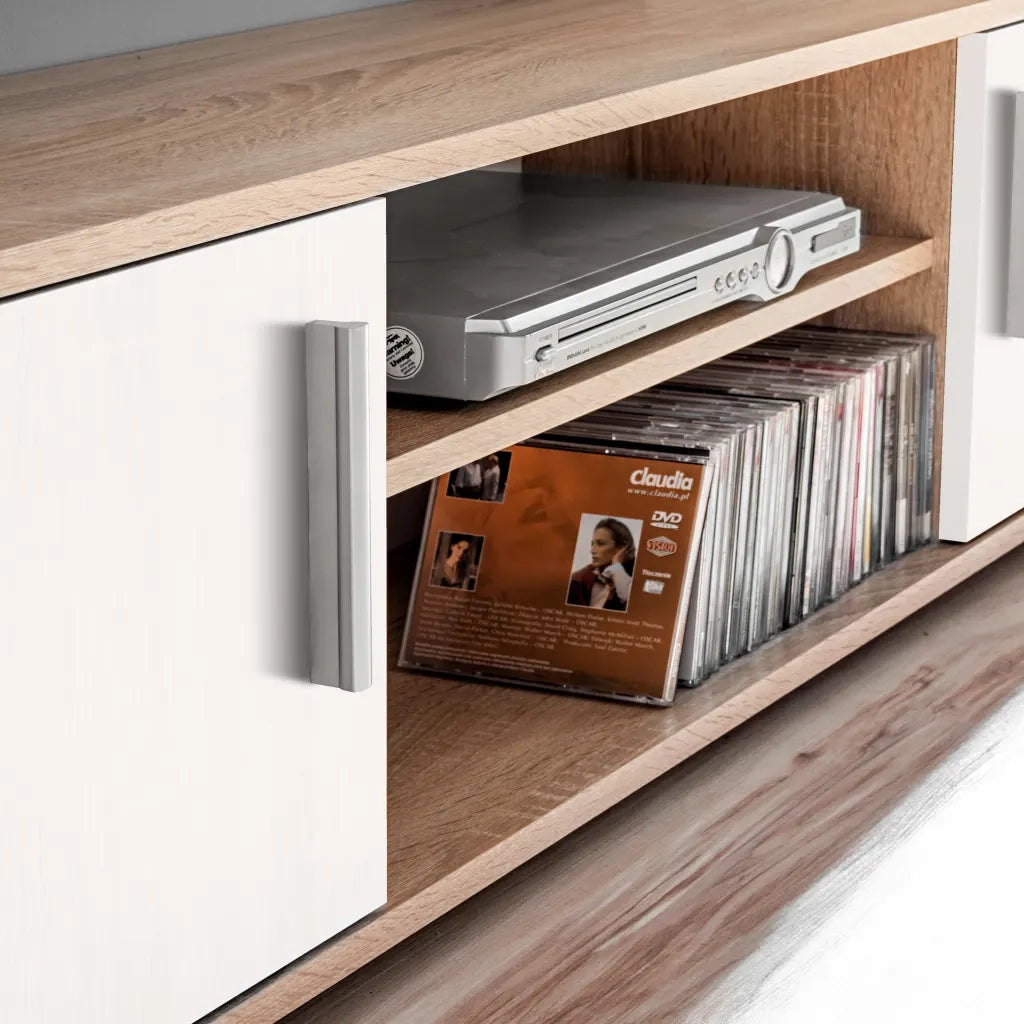 Parete Attrezzata Porta TV con Luci LED Rovere Sonoma e Bianco 246030