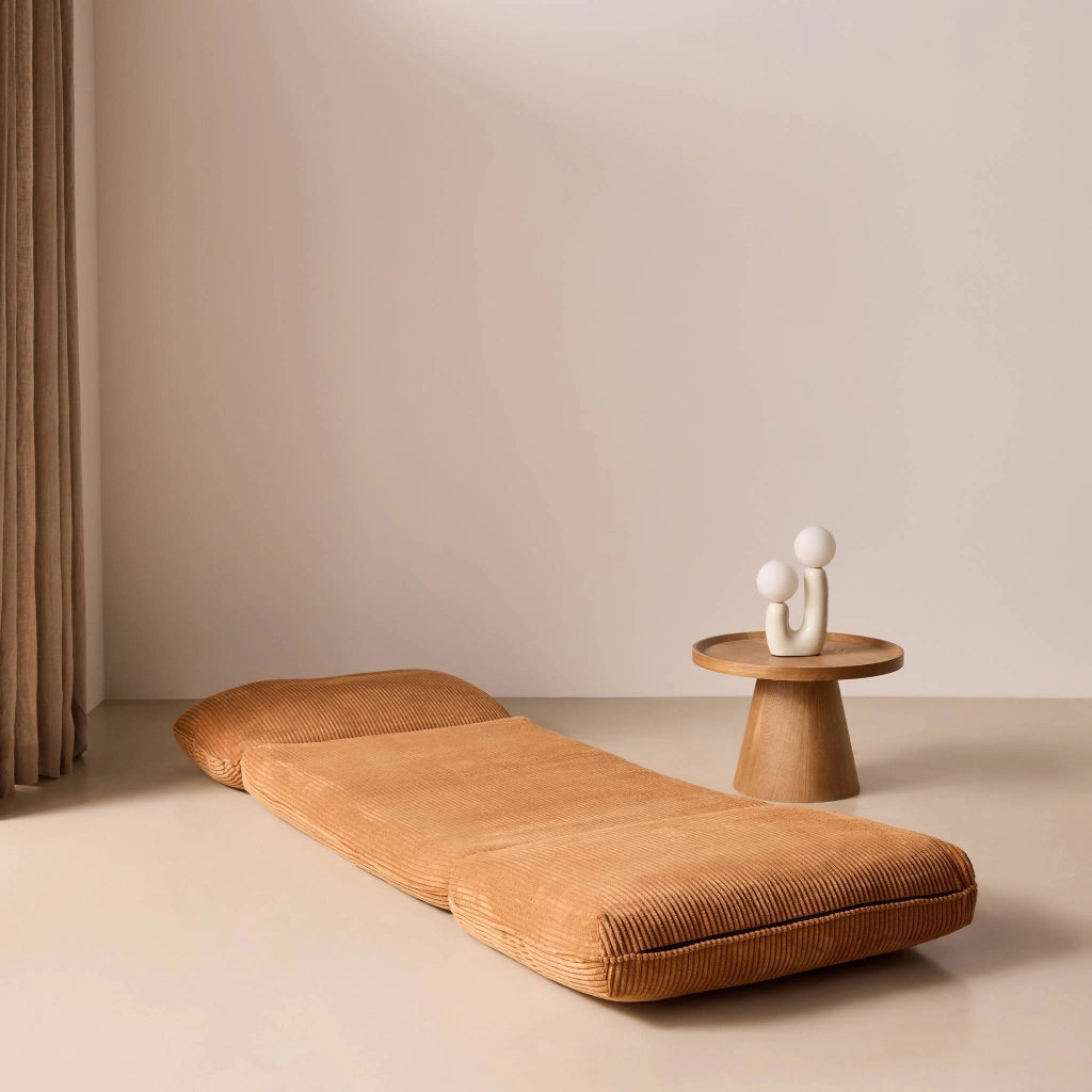Poltrona letto convertibile velluto a coste grosse coste, camel