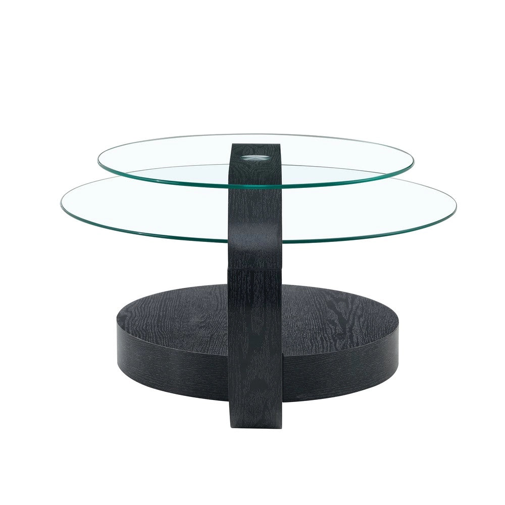Tavolino da Caff¨¨ Multistrato ¨C MINIMAL ¨C Piano in Vetro Temperato, MDF, Design Moderno, Nero