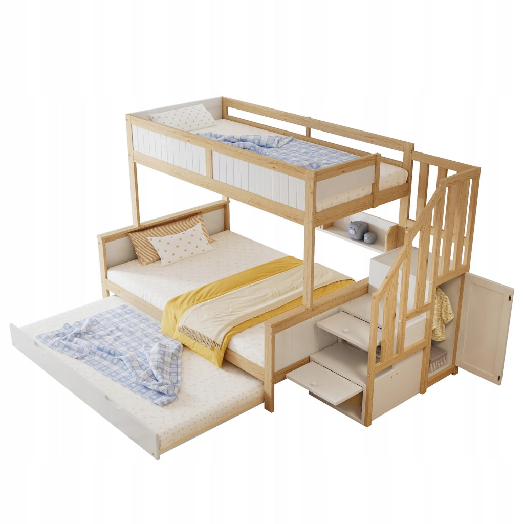 Letto a castello 90x200&90x190&120*200 - Xylo - Bianco con armadio