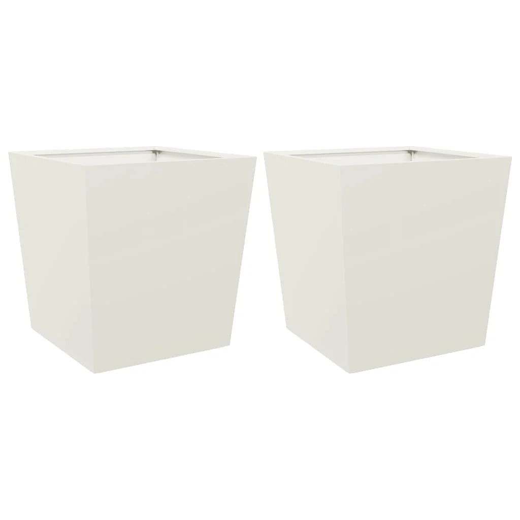 Fioriera aiuola rialzata fioriera aiuola giardino terrazza set da 2 50 x 50 x 50 cm acciaio bianco 02_0038989