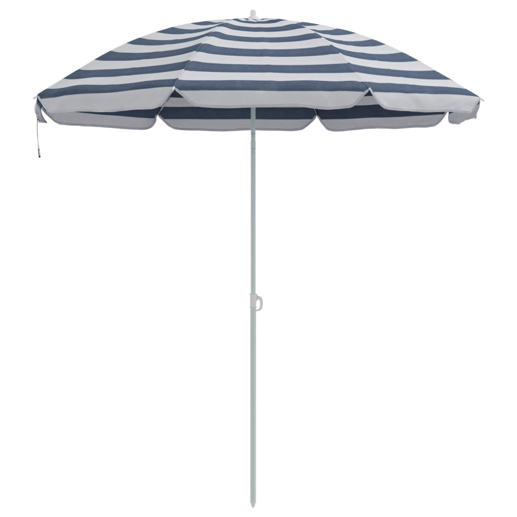Parasol da Spiaggia  con Palo in Alluminio Blu e Bianco 240 cm